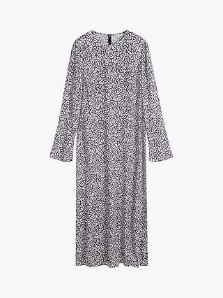 HUSH Milani Contrast Leopard Midi Dress, Grey/Multi