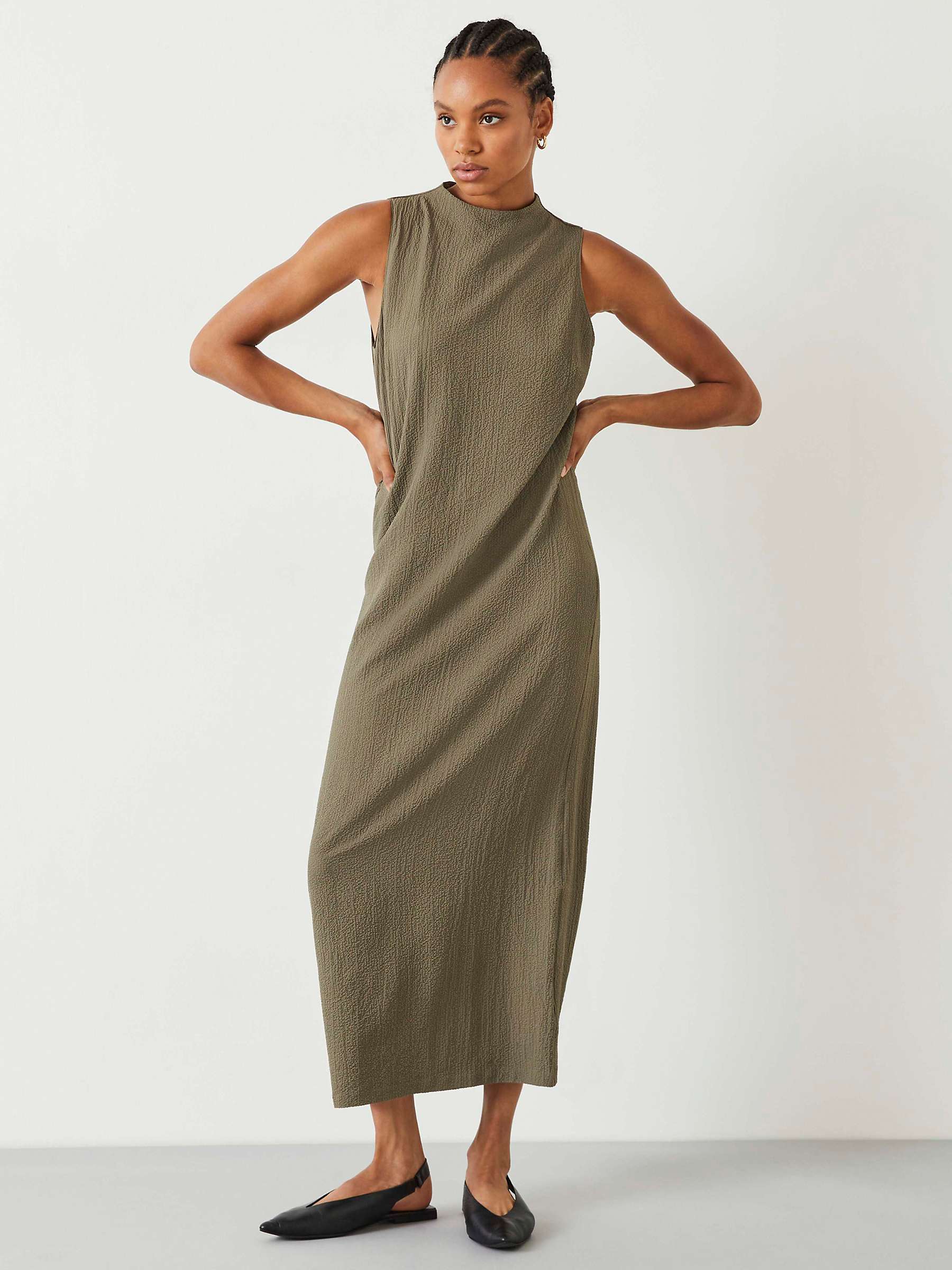 Buy HUSH Sabine Midi Cotton Dress, Olive Online at johnlewis.com