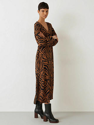HUSH Lauren Zebra Patchwork Maxi Dress, Brown/Black