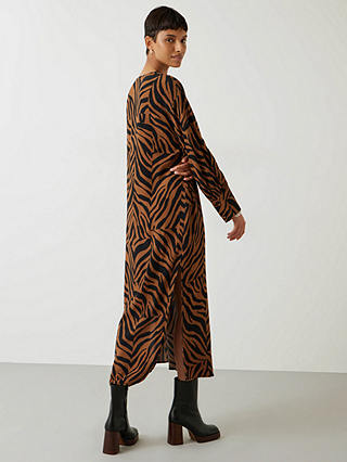HUSH Lauren Zebra Patchwork Maxi Dress, Brown/Black