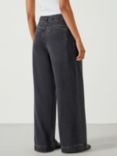 HUSH Lya Pleated Wide Leg Jeans, Washed Black