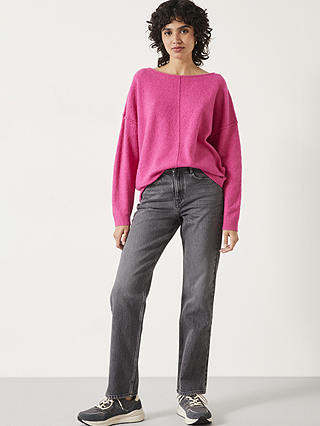 HUSH Laurie Straight Jeans, Washed Grey at John Lewis & Partners