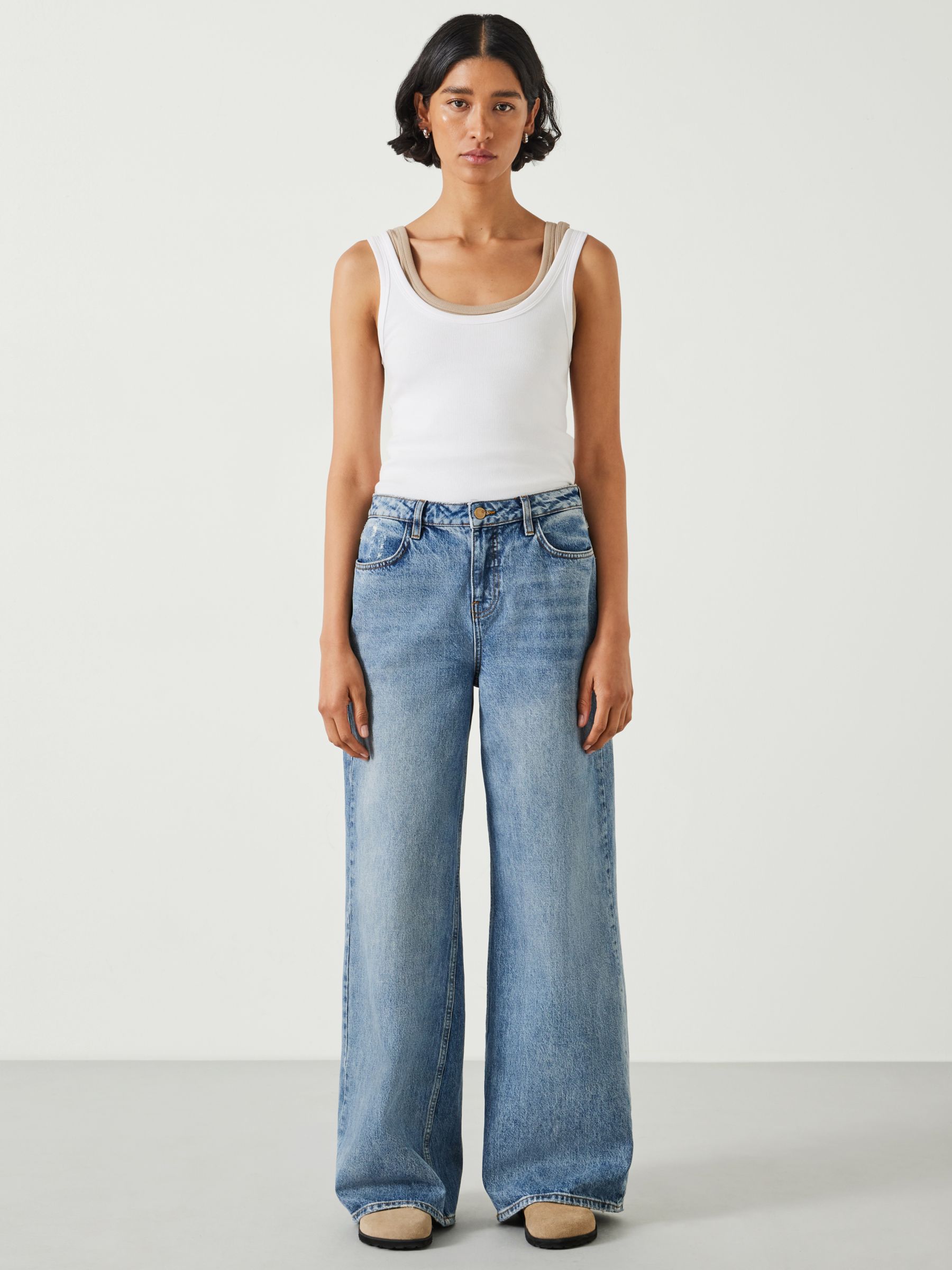 HUSH Abi Wide Leg Jeans, Mid Authentic at John Lewis & Partners