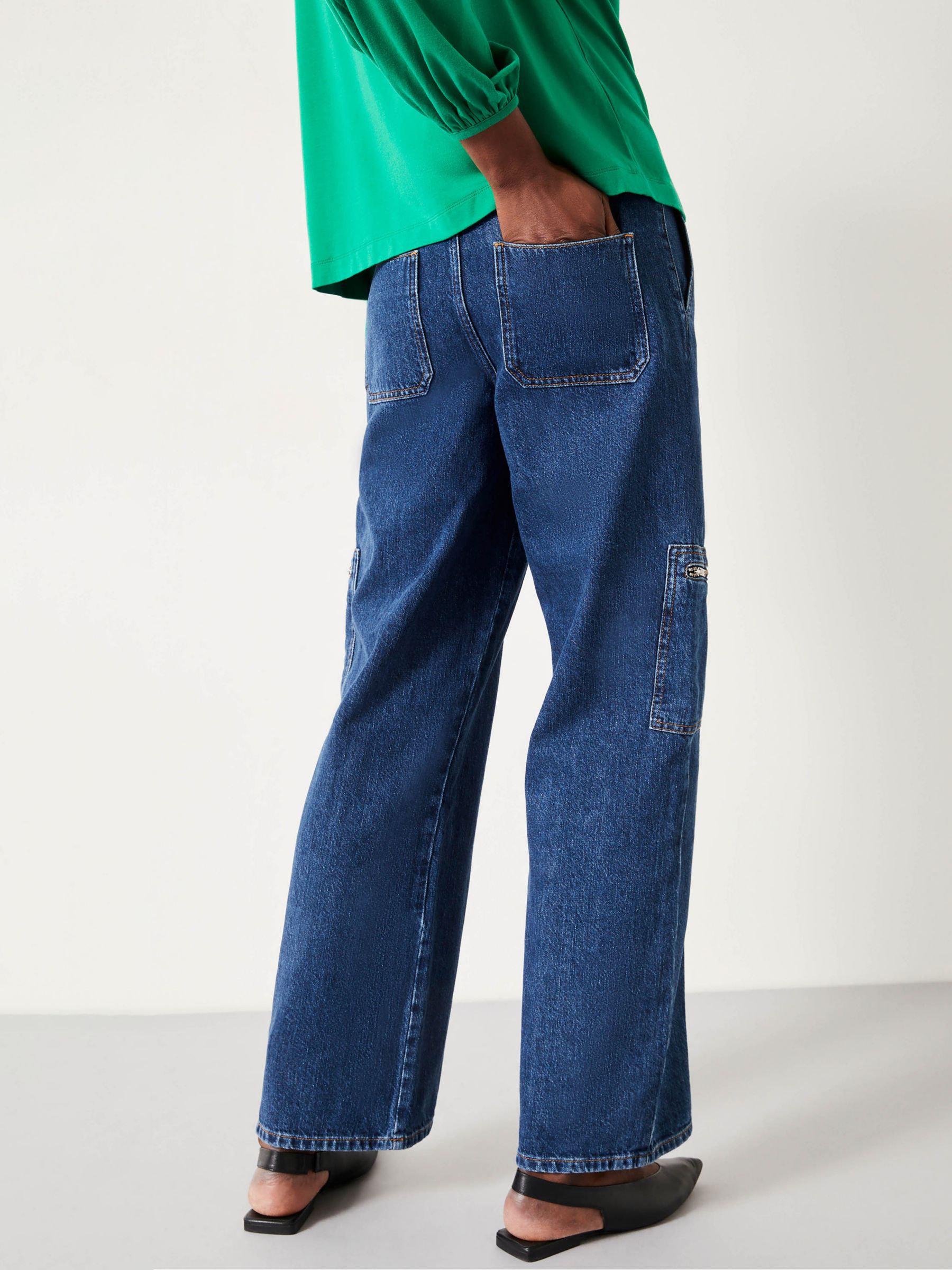 HUSH Sara Cargo Jeans, Mid Authentic Wash, 16