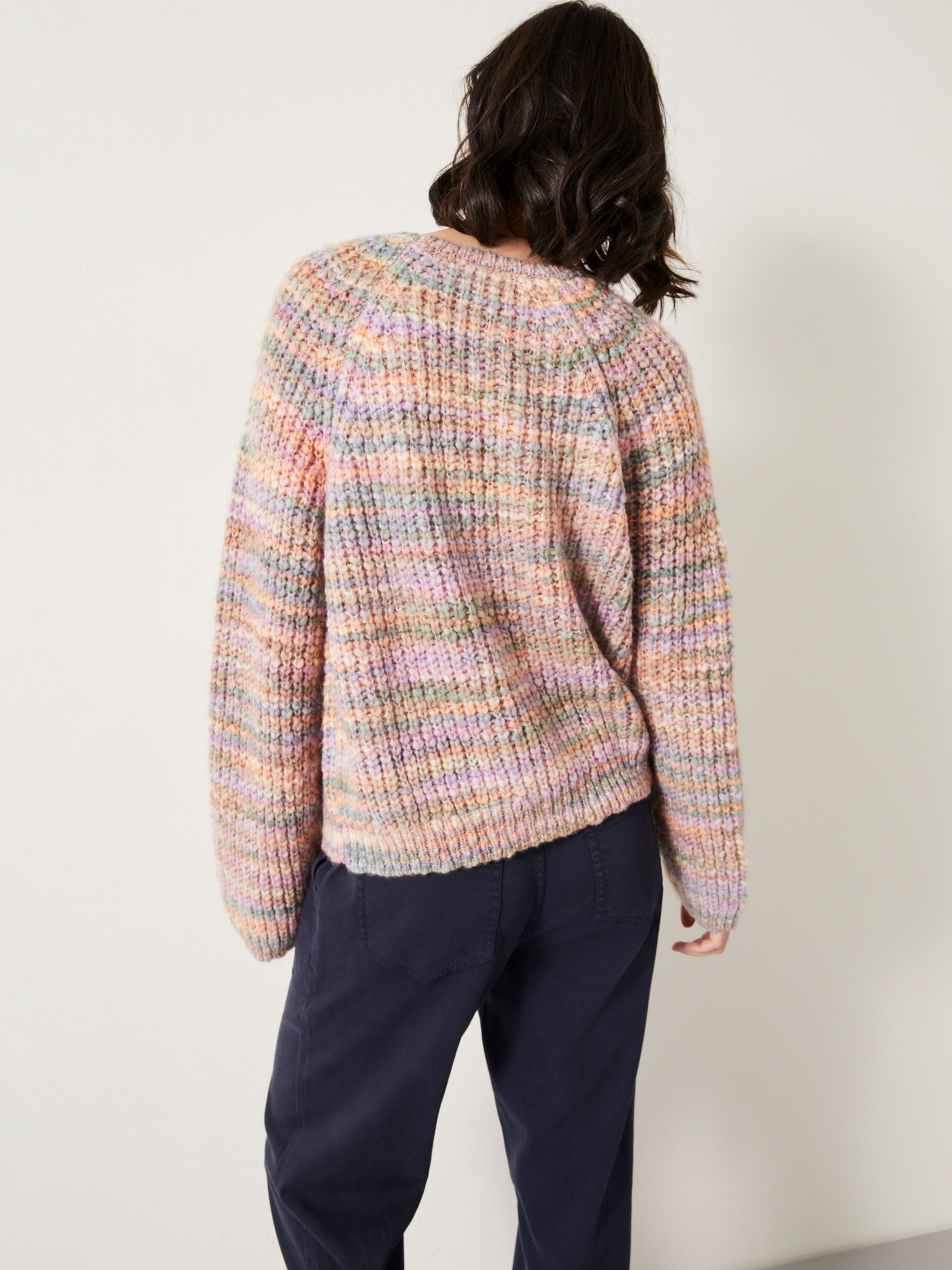 HUSH Madi Space Dye Knitted Striped Jumper, Pink/Multi at John Lewis ...