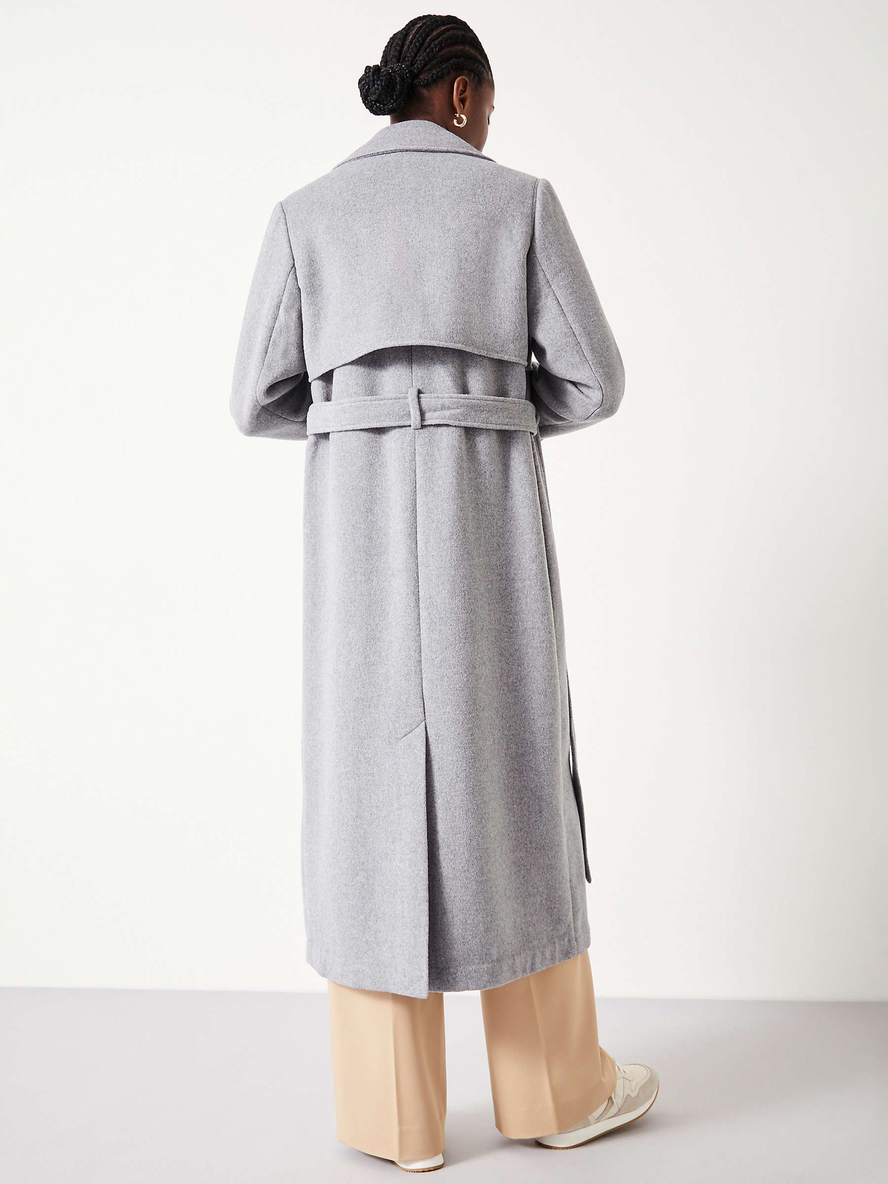 Buy HUSH Long Wool Blend Trench Coat, Grey Online at johnlewis.com