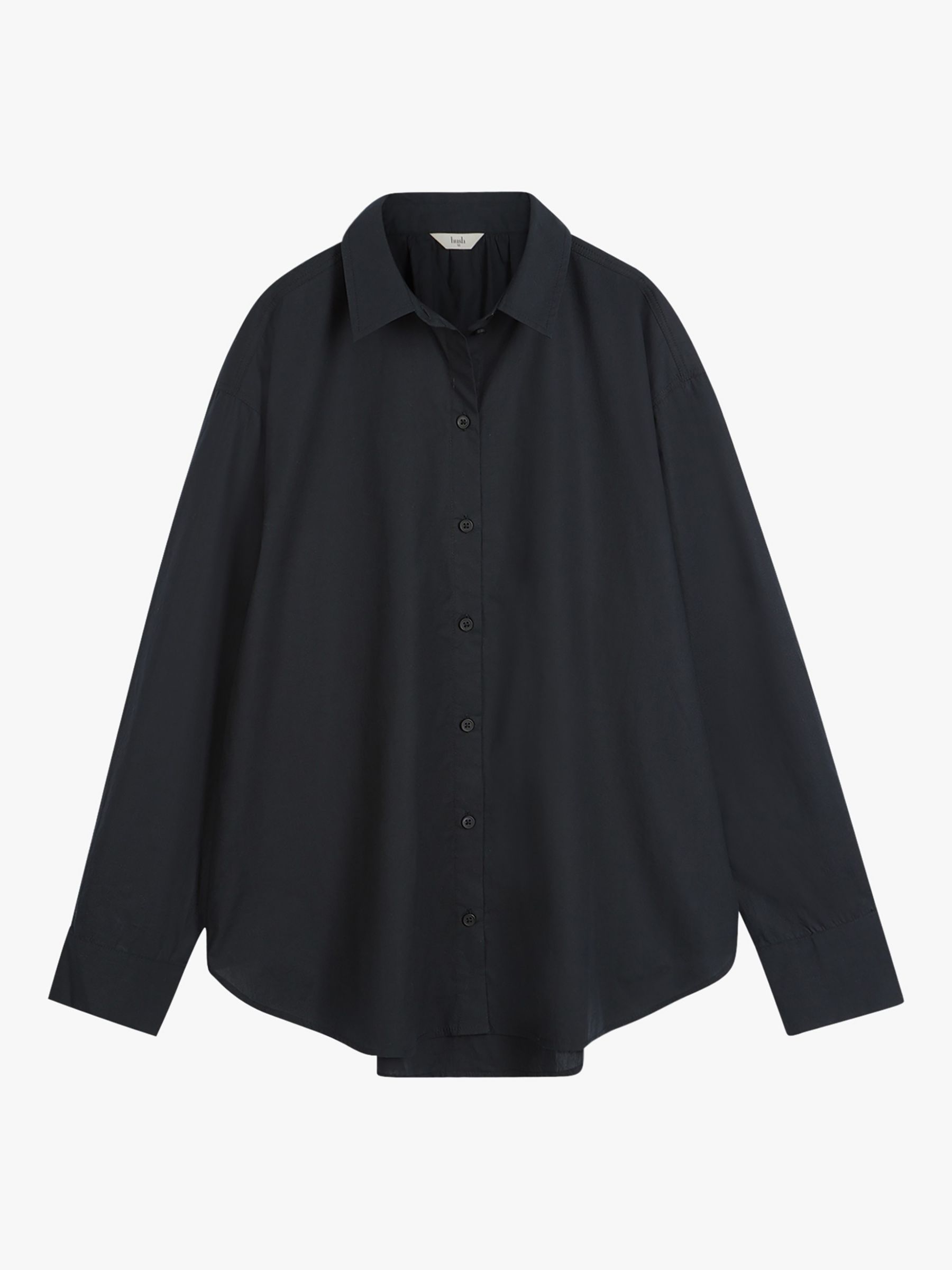 HUSH Pia Oversize Cotton Shirt, Black at John Lewis & Partners