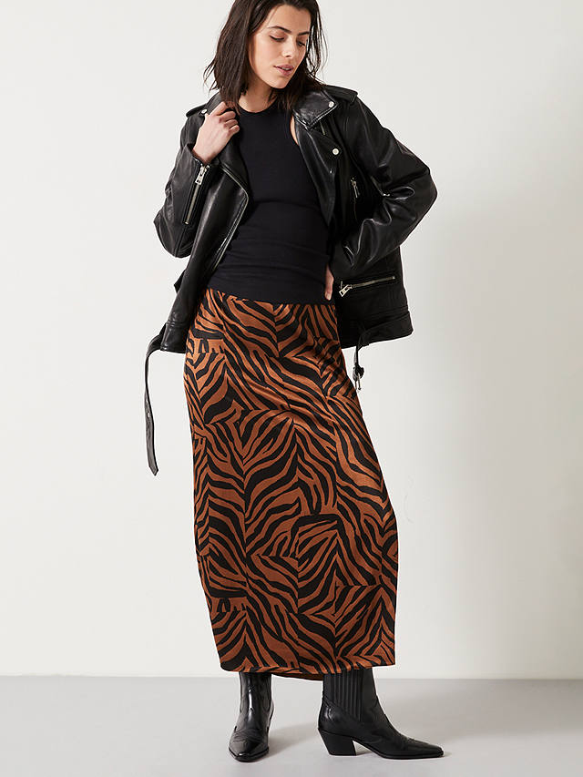 HUSH Gia Side Split Zebra Print Maxi Skirt, Multi
