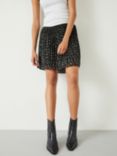 hush Nevah Star Print Pleated Mini Skirt, Black/Multi