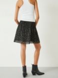 HUSH Nevah Star Print Pleated Mini Skirt, Black/Multi