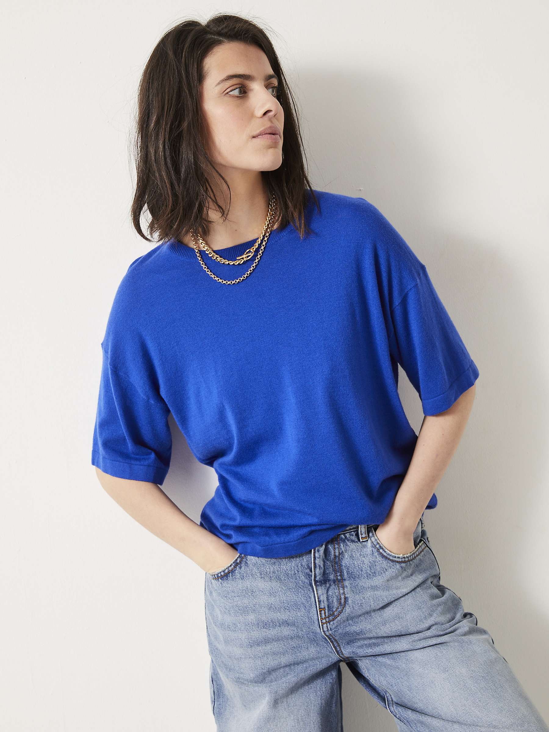 Buy HUSH Linzy Knitted T-Shirt, Bright Blue Online at johnlewis.com