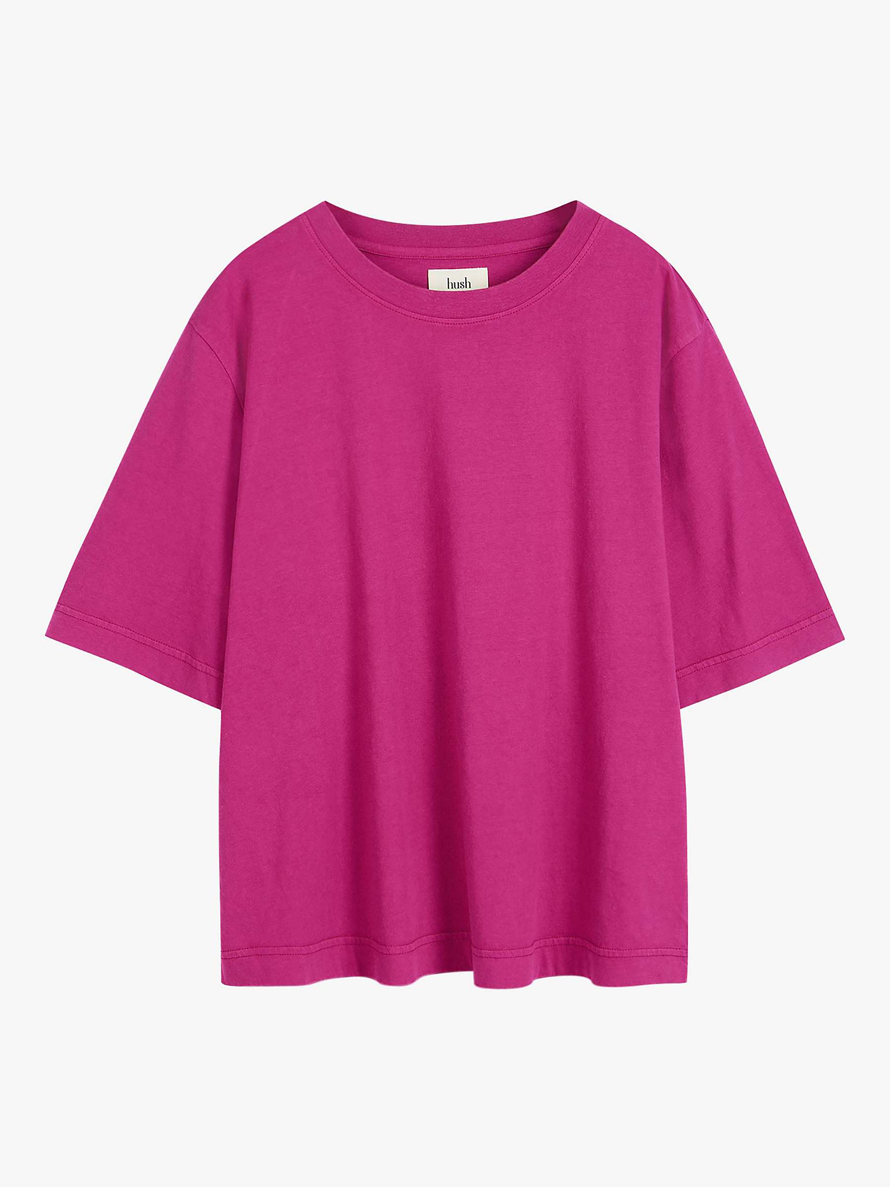 Buy HUSH Cathy Crew Neck Boxy T-Shirt, Poppy Pink Online at johnlewis.com