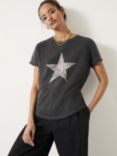 HUSH Metallic Crackle Star T-Shirt, Dark Grey