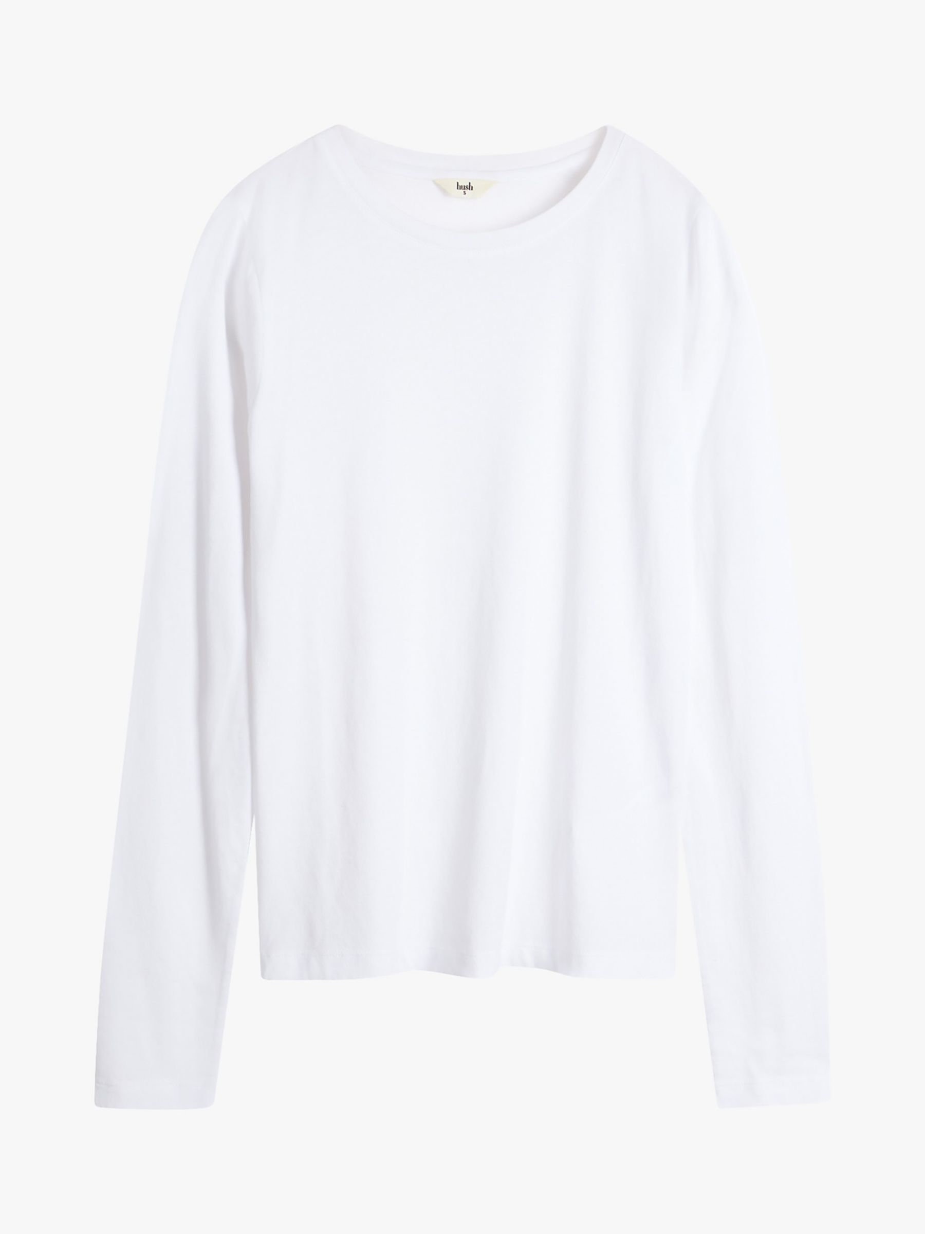 HUSH Anna Slim Fit Long Sleeve T-Shirt, White at John Lewis & Partners
