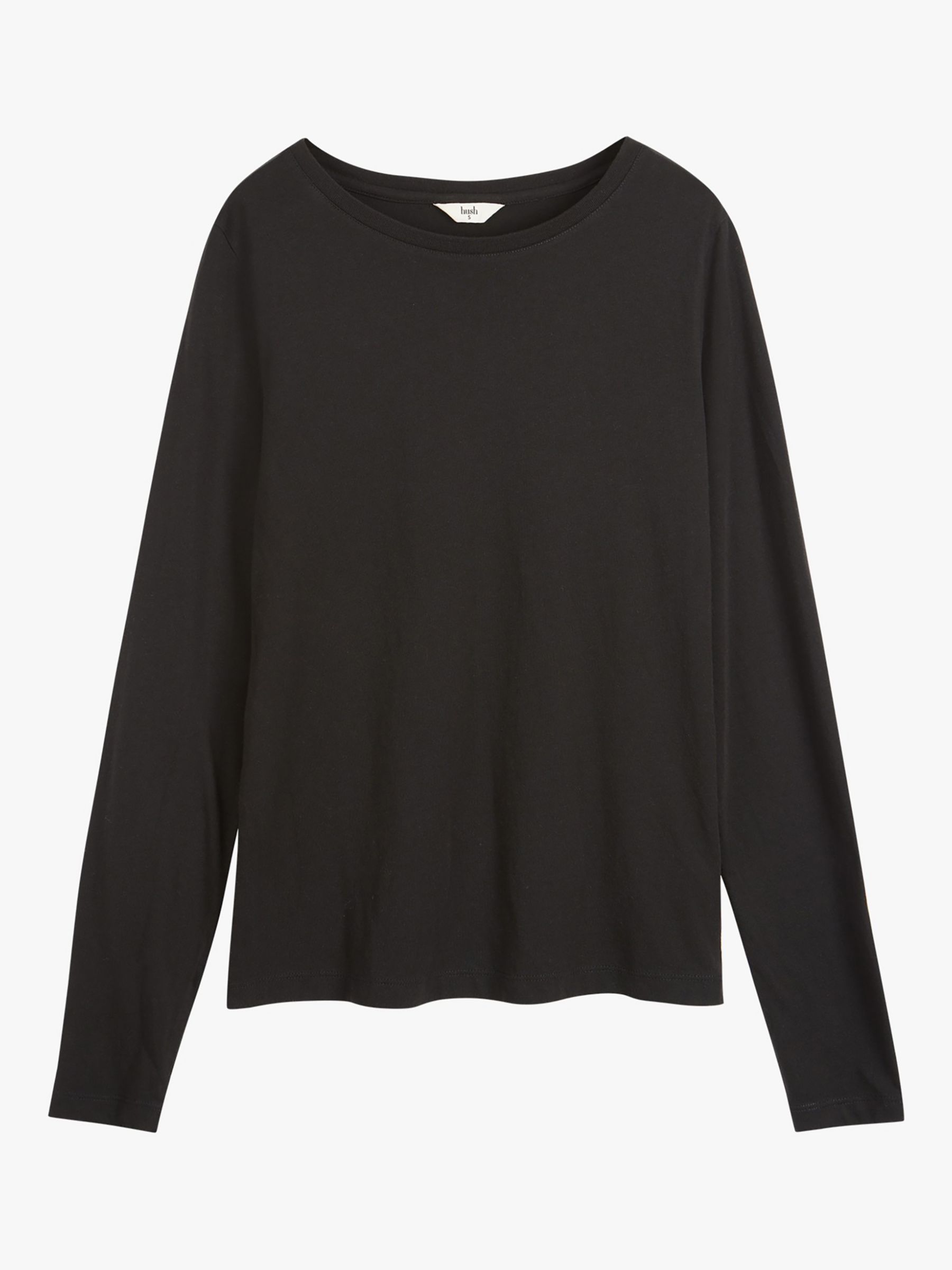 HUSH Anna Slim Fit Long Sleeve T-Shirt, Black at John Lewis & Partners