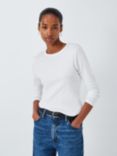 John Lewis Organic Cotton Long Sleeve Crew Neck T-Shirt, White