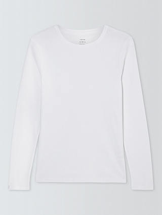 John Lewis Organic Cotton Long Sleeve Crew Neck T-Shirt, White