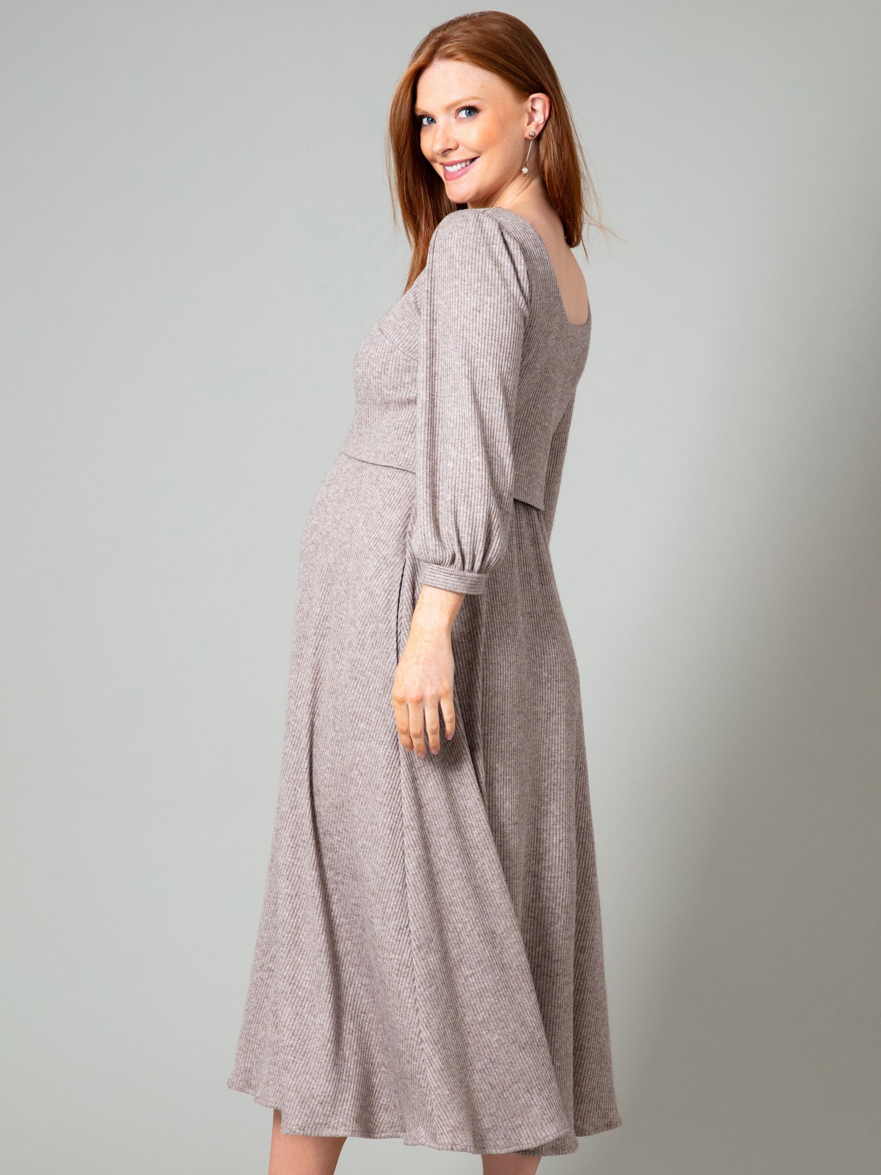 Tiffany Rose Vivian Maternity Ribbed Jersey Dress, Sparkle Chocolate, 6-8