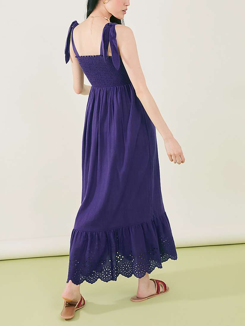 Buy Accessorize Tie Shoulder Broderie Hem Dress, Navy Online at johnlewis.com