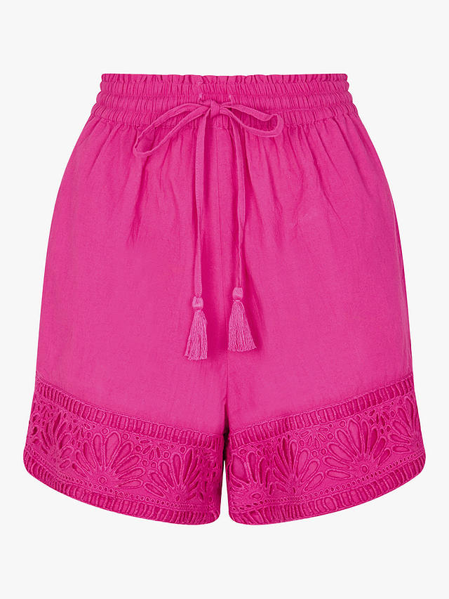 Accessorize Shell Broderie Shorts, Pink