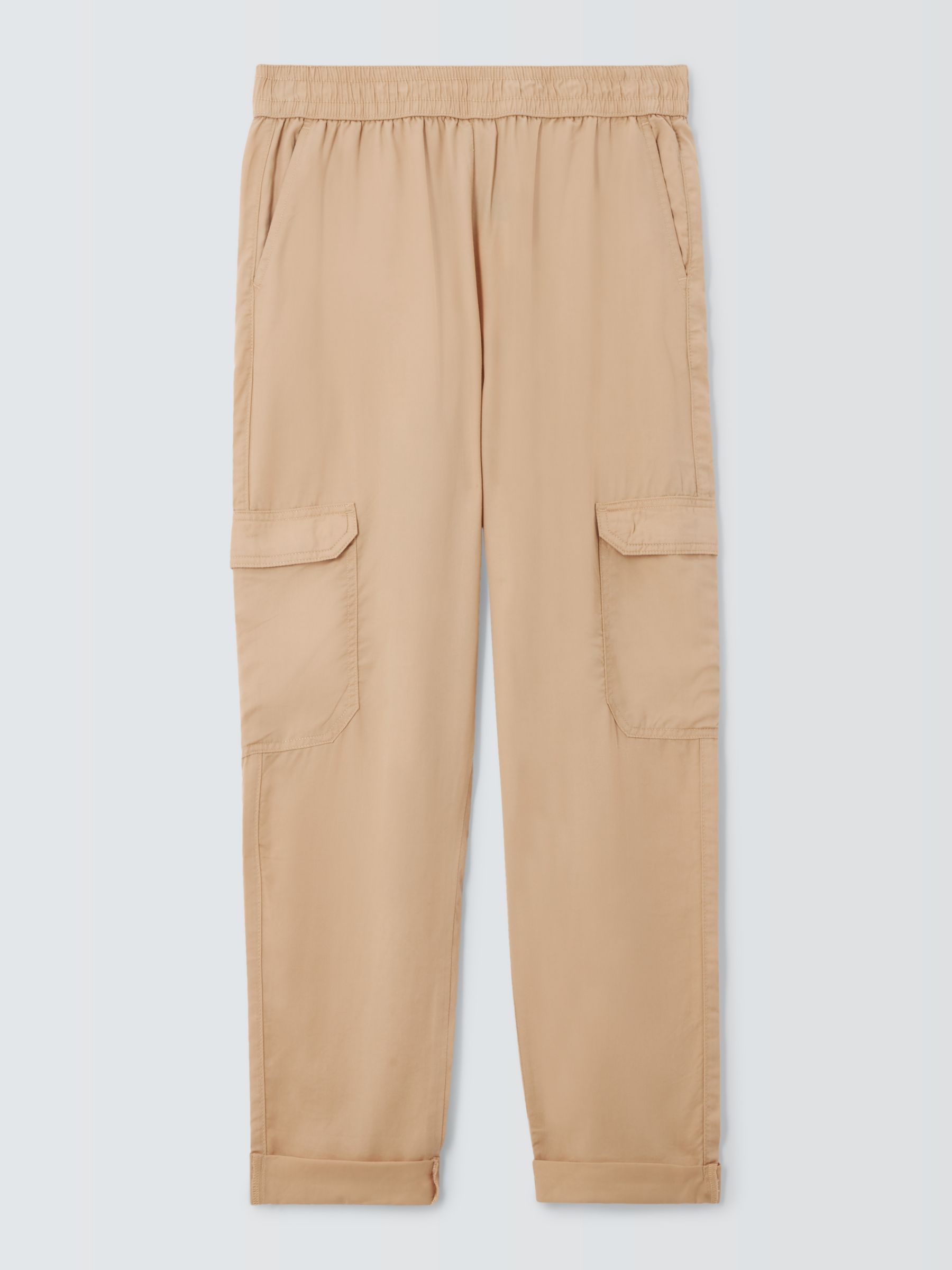 John Lewis ANYDAY Turnup Cargo Trousers, Stone, 6