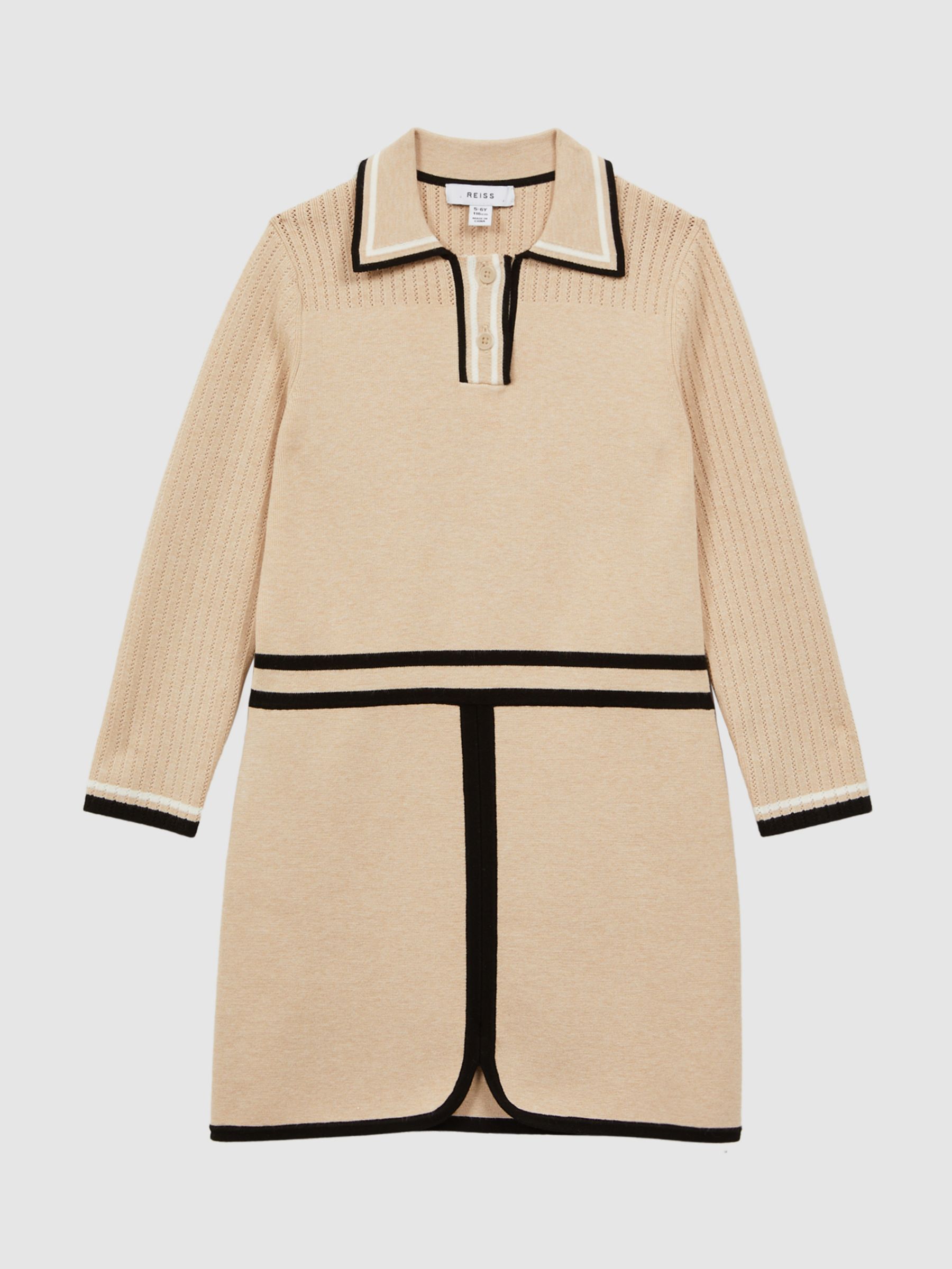Reiss Kids' Ruby Knitted Polo Dress, Camel at John Lewis & Partners