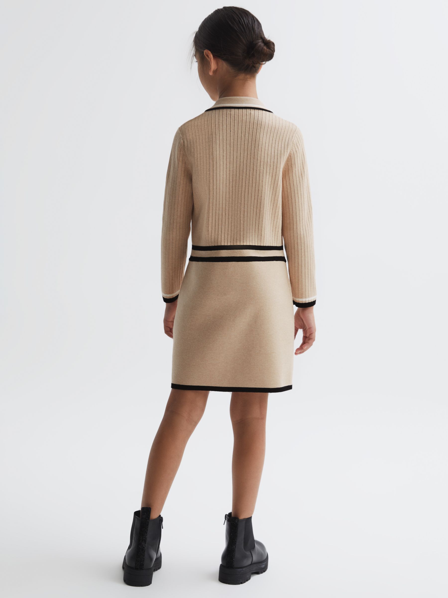 Reiss Kids' Ruby Knitted Polo Dress, Camel, 5-6 years