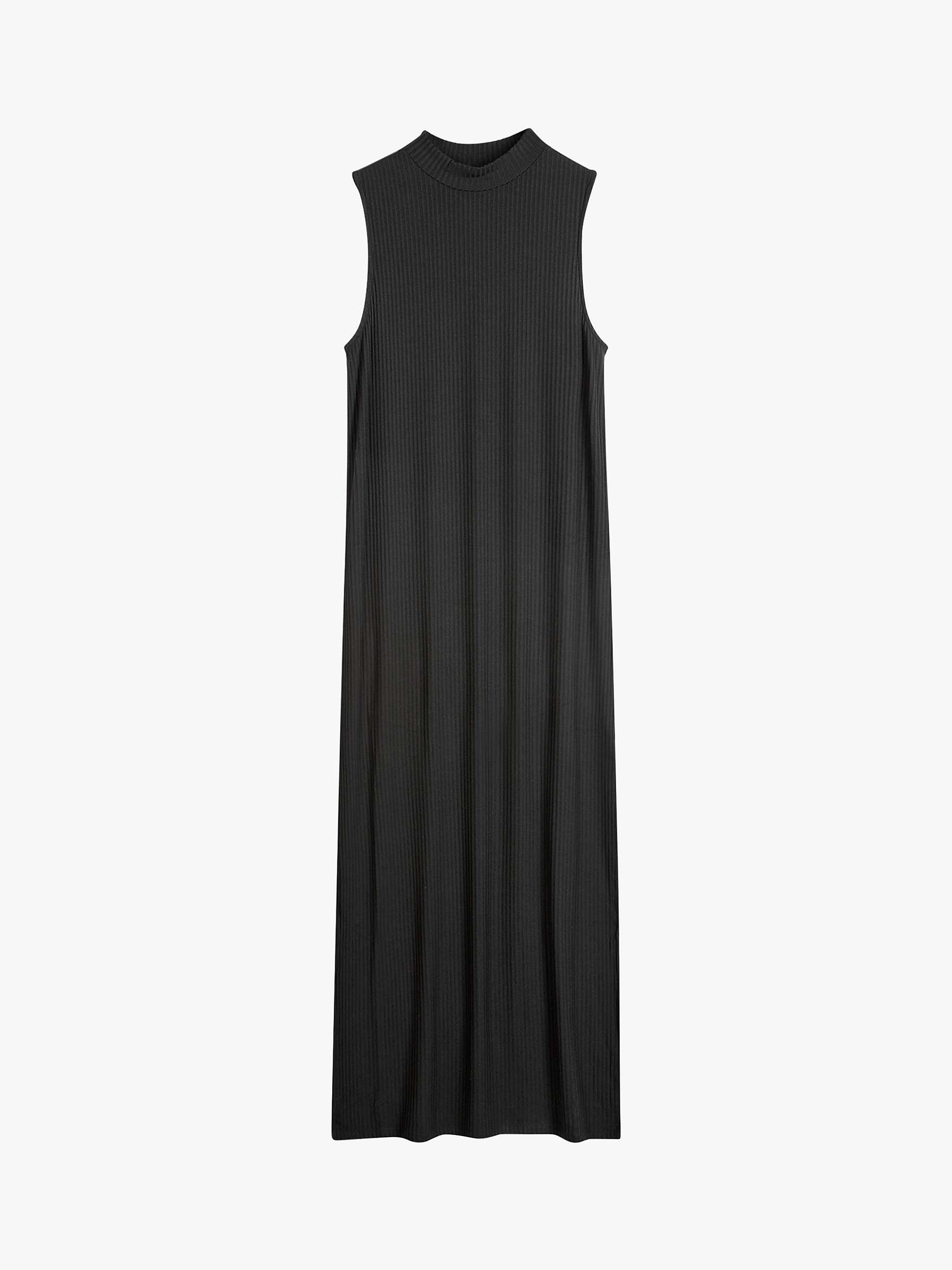 hush Alexis Ribbed Jersey Midi Dress, Black at John Lewis & Partners