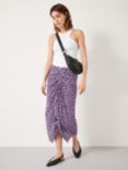 HUSH Fran Ruched Digital Ikat Print Midi Skirt, Lilac, Lilac