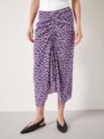 HUSH Fran Ruched Digital Ikat Print Midi Skirt, Lilac, Lilac