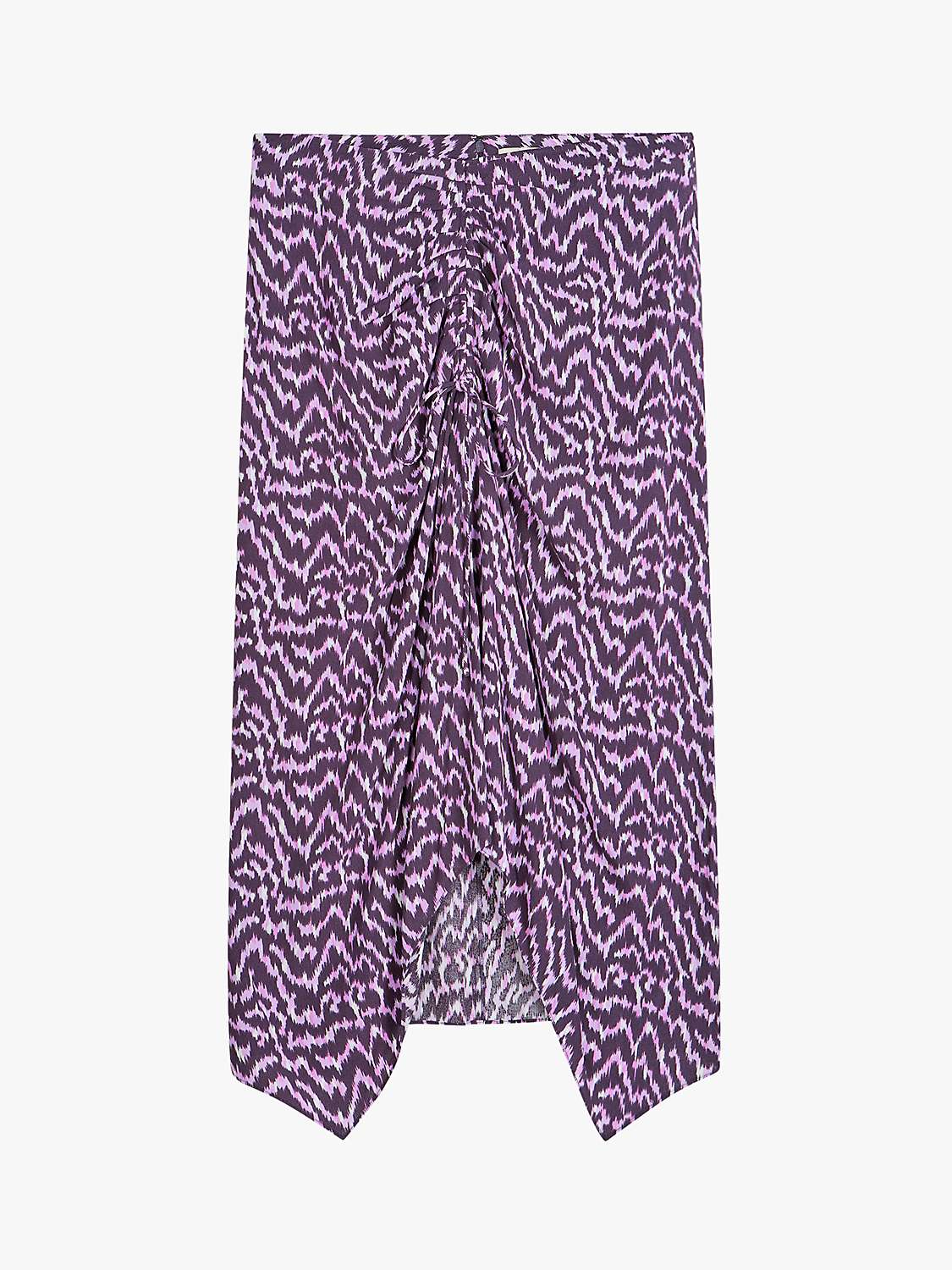 Buy HUSH Fran Ruched Digital Ikat Print Midi Skirt, Lilac Online at johnlewis.com