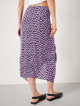 HUSH Fran Ruched Digital Ikat Print Midi Skirt, Lilac