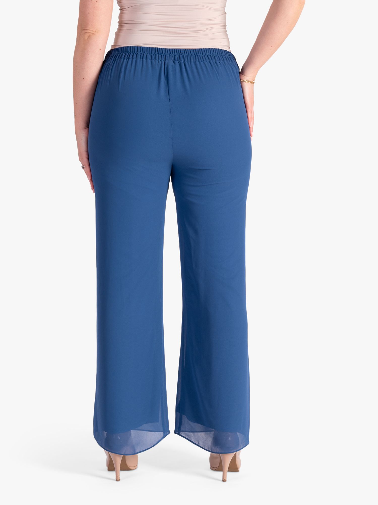 chesca Jersey Lined Chiffon Trousers, Bluebird at John Lewis & Partners