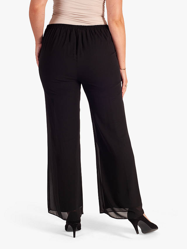 chesca Jersey Lined Chiffon Trousers, Black