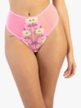 Playful Promises Luna Pastel Embroidery High Waisted Thong, Pink/Multi