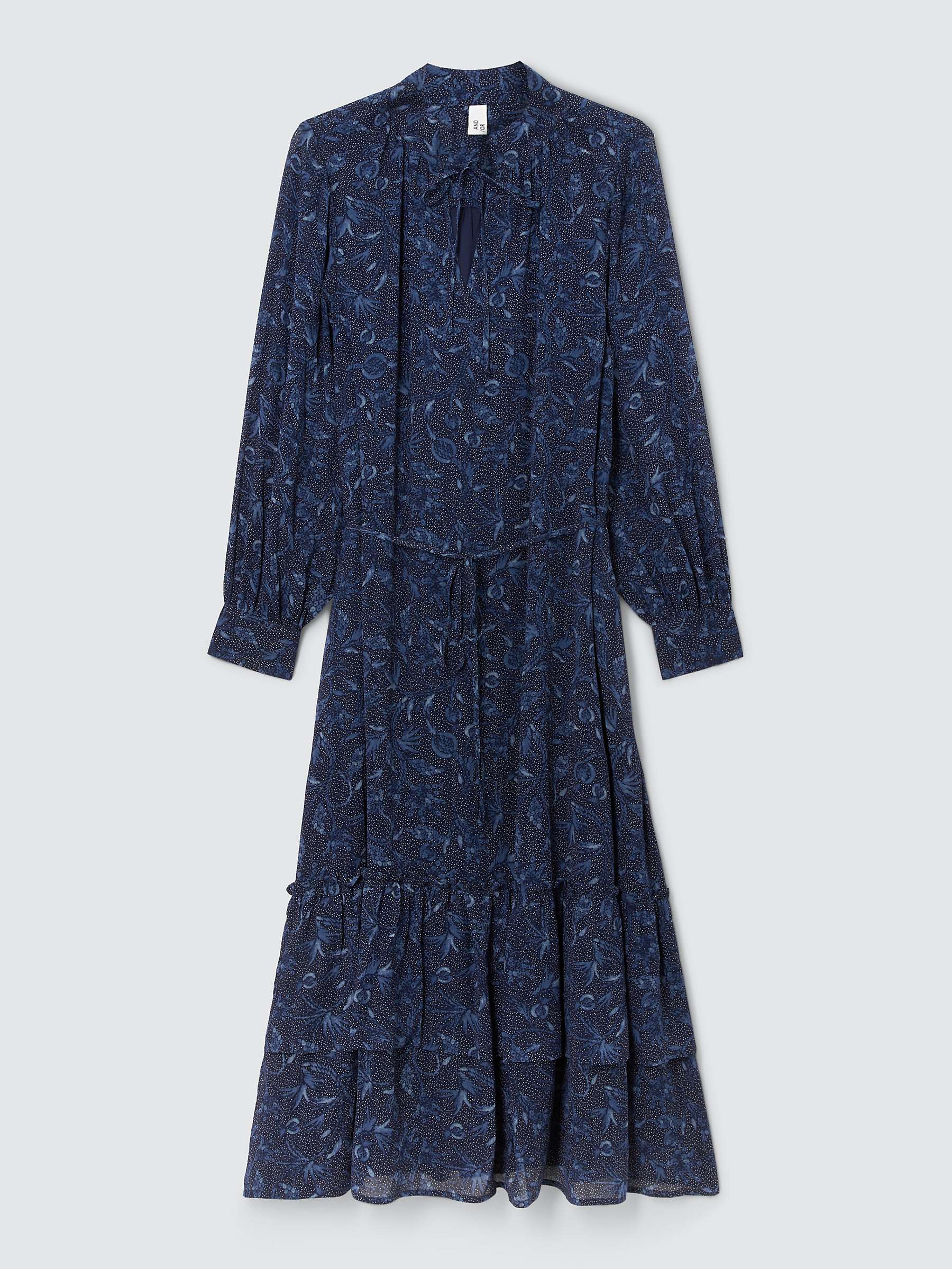 Buy AND/OR Joanie Chiffon Floral Midi Dress, Blue Online at johnlewis.com