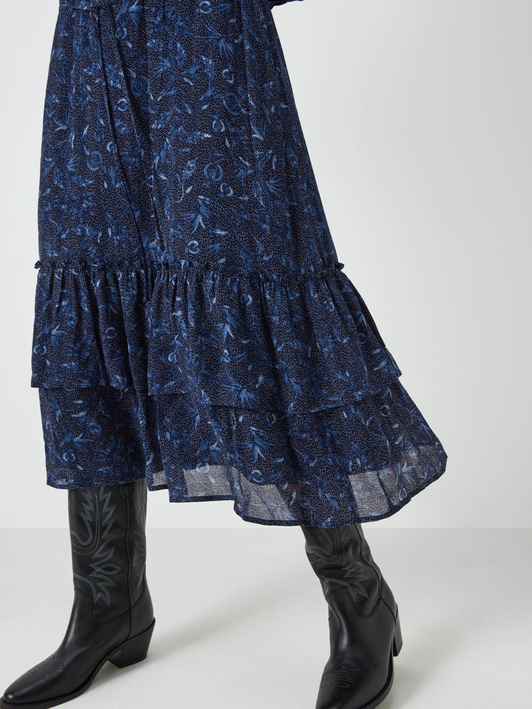 AND/OR Joanie Chiffon Floral Midi Dress, Blue at John Lewis & Partners
