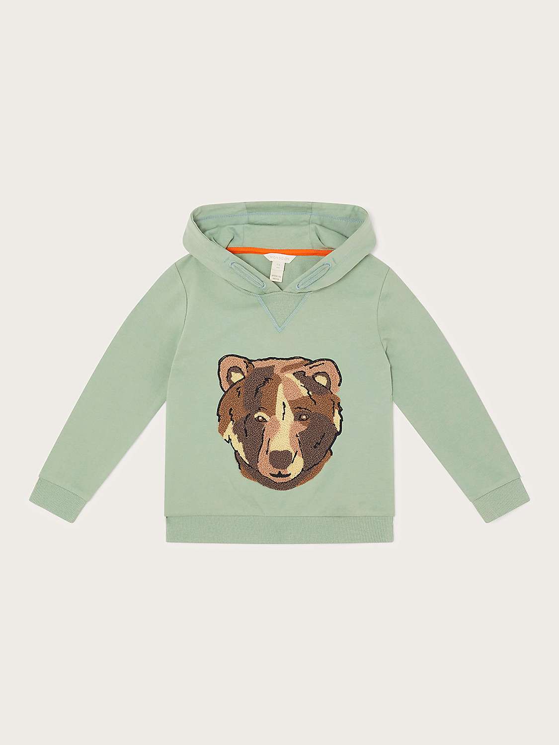 Buy Monsoon Kids' Bear Graphic Cotton Hoodie, Green Online at johnlewis.com
