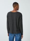 John Lewis Cotton Linen Relaxed Fit Stripe Long Sleeve T-Shirt, Black/Natural