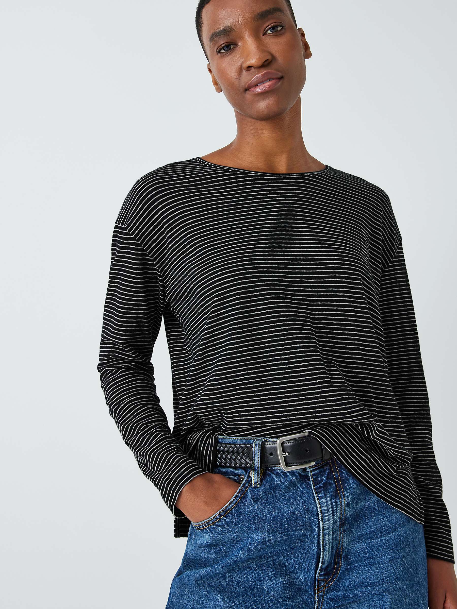 Buy John Lewis Cotton Linen Relaxed Fit Stripe Long Sleeve T-Shirt Online at johnlewis.com