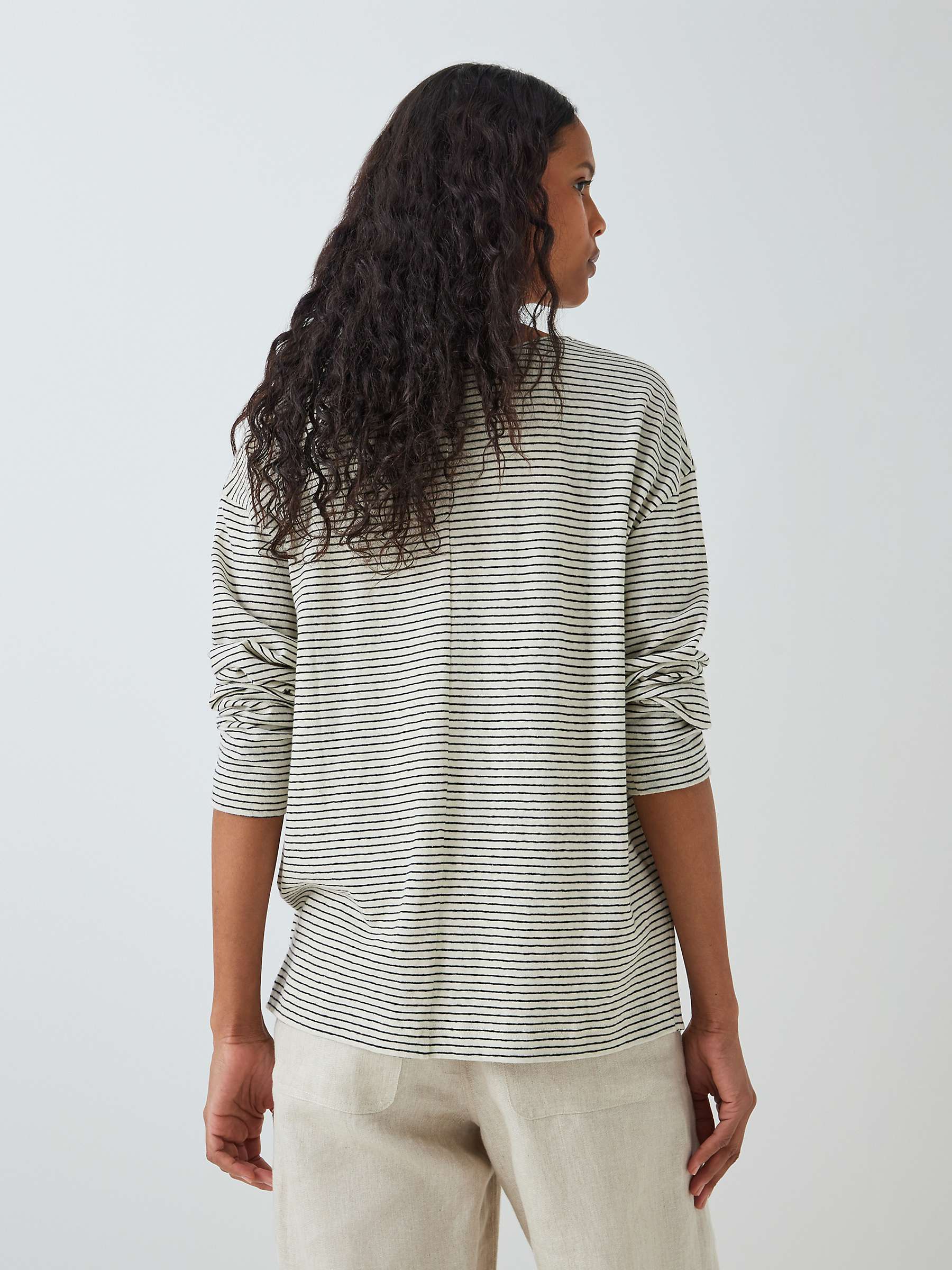 Buy John Lewis Cotton Linen Relaxed Fit Stripe Long Sleeve T-Shirt Online at johnlewis.com