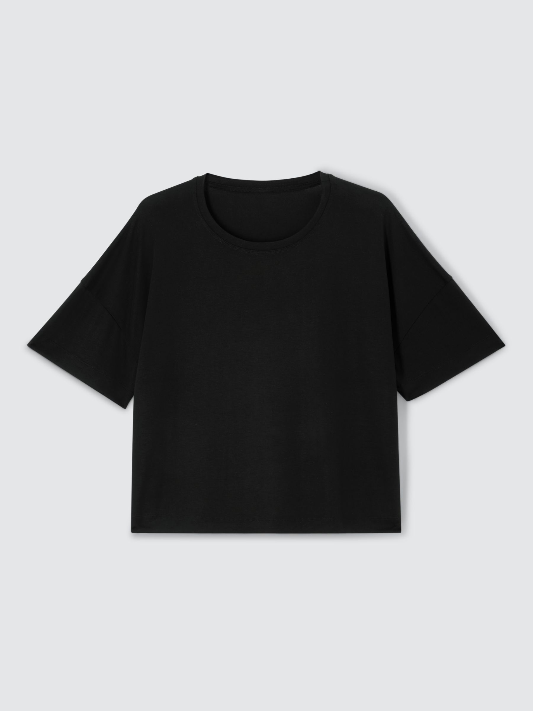 John Lewis Fluid Crew Neck T-Shirt, Black, 8
