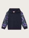 Monsoon Kids' Star Sequin Sleeve Hooded Sweatshirt, Navy