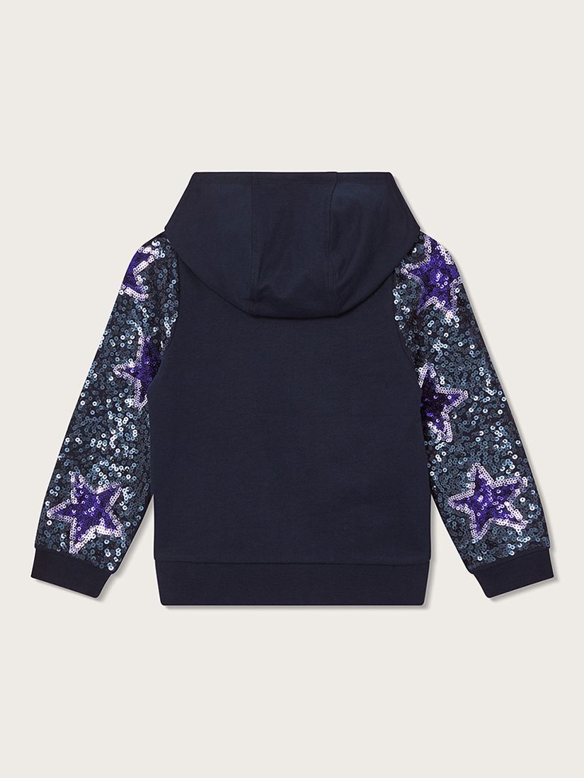 Buy Monsoon Kids' Star Sequin Sleeve Hooded Sweatshirt, Navy Online at johnlewis.com