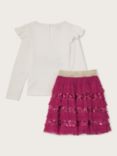 Monsoon Kids' Unicorn Top & Sequin Skirt Disco Set, Bright Pink