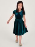 Monsoon Kids' Velvet Butterfly Collar Dress, Green
