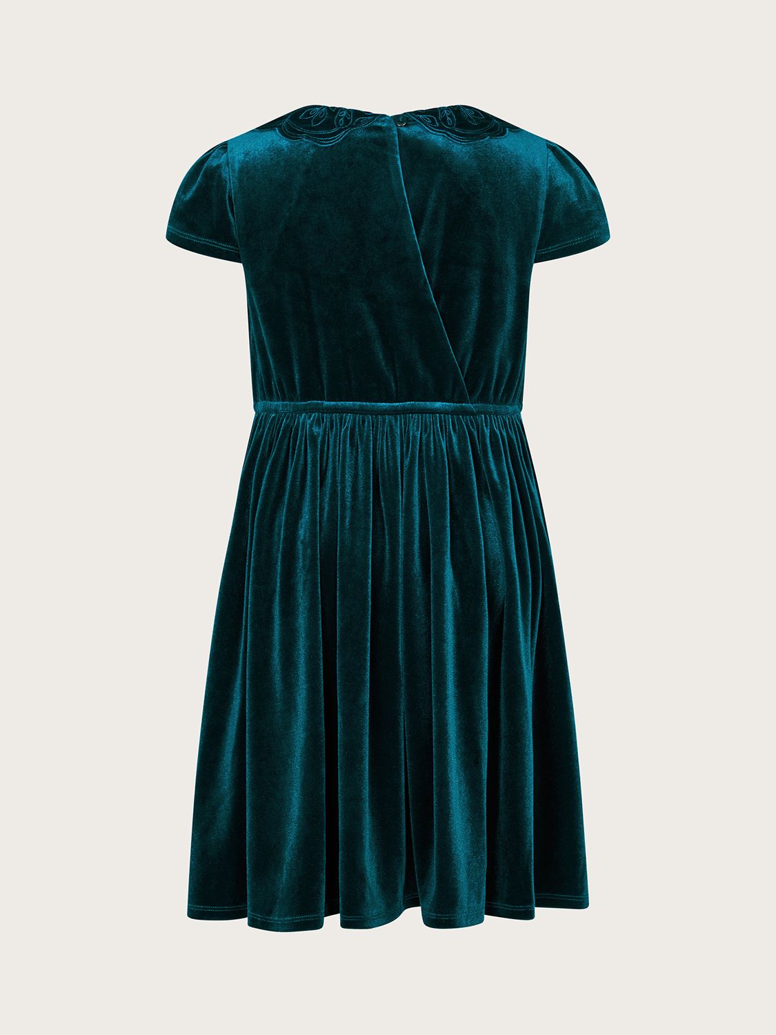Buy Monsoon Kids' Velvet Butterfly Collar Dress, Green Online at johnlewis.com