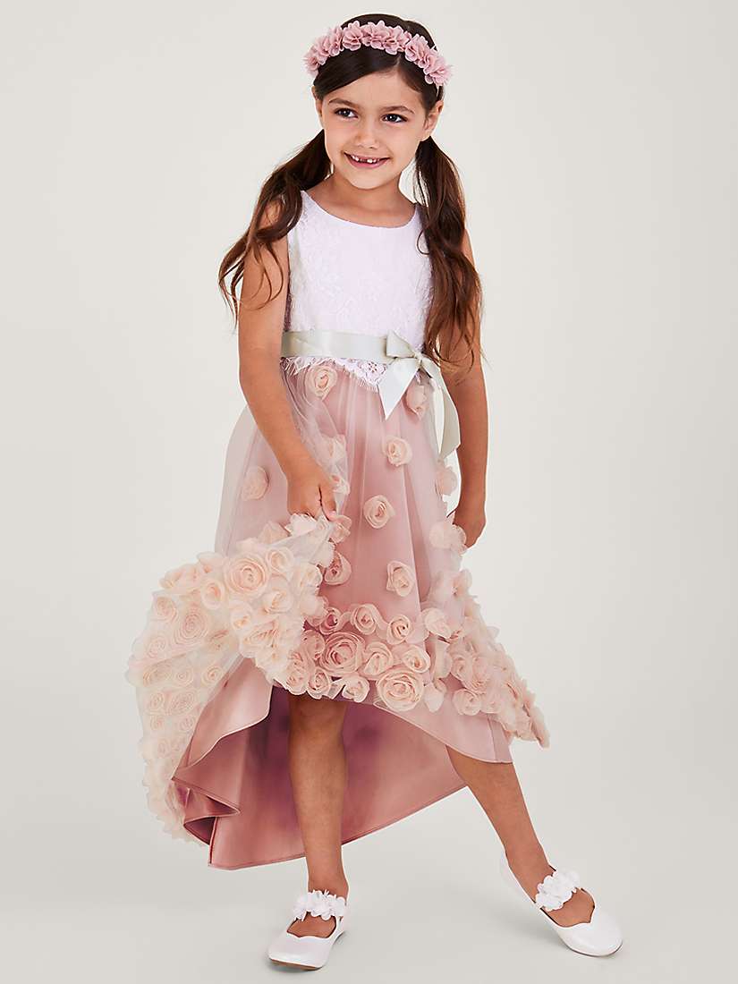 Buy Monsoon Kids' Ianthe Dip Hem Dress, Pink Online at johnlewis.com