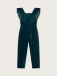 Monsoon Kids' Boutique Floral Embroidered Dungarees, Teal
