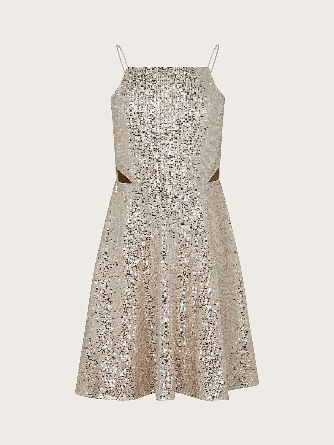 Buy Monsoon Kids' Charlotte Sequin Cut Out Party Dress, Champagne Online at johnlewis.com